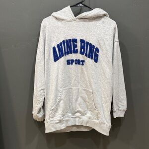 Anine Bing Heather Gray Hoodie with Navy Logo